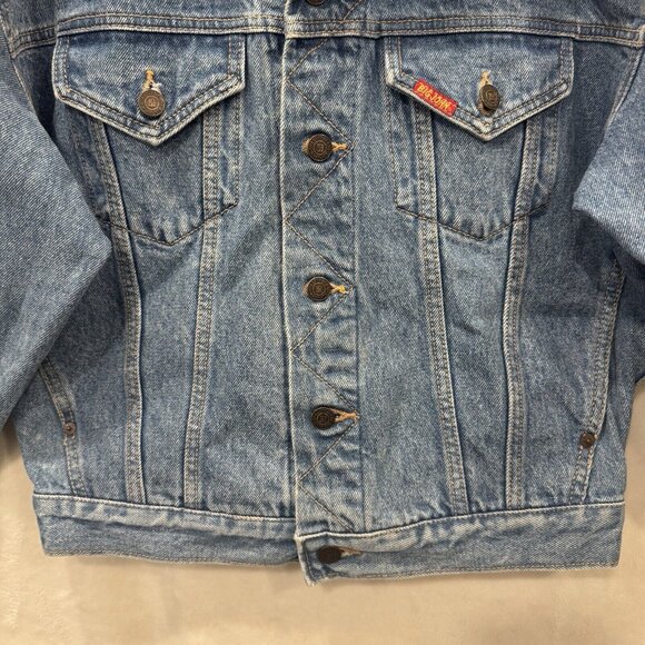 Vintage Big John Made InJapan Denim Jean Jacket S Western Motorcycle Bleached - Picture 4 of 10